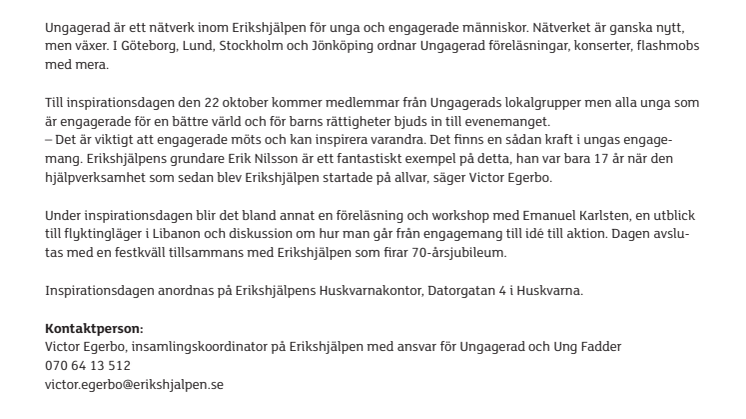 Emanuel Karlsten till inspirationsdag för unga