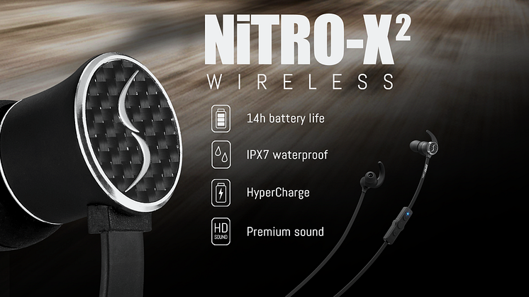 NiTRO-X2 är en ny IPX7-klassificerad trådlös sport- och aktivitetshörlur som är överlägset smidigast i klassen.