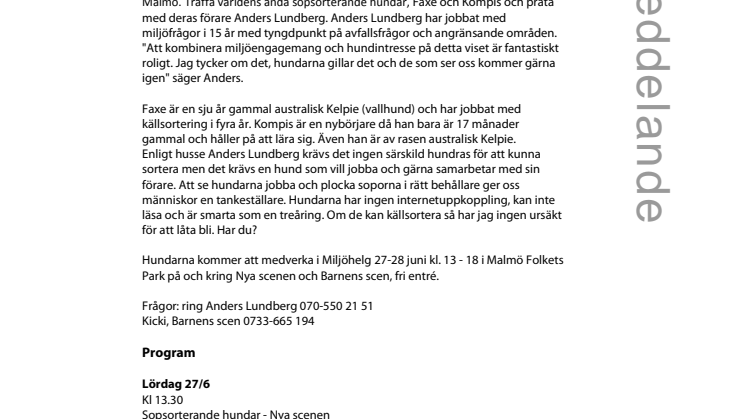 Världens enda källsorterande hundar på besök i Folkets Park