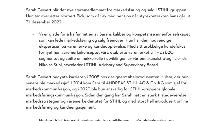 STIHL INTERNREKRUTTERER SARAH GEWERT SOM STYREMEDLEM MED ANSVAR FOR MARKEDSFØRING OG SALG, MED START 1. JANUAR 2023.pdf