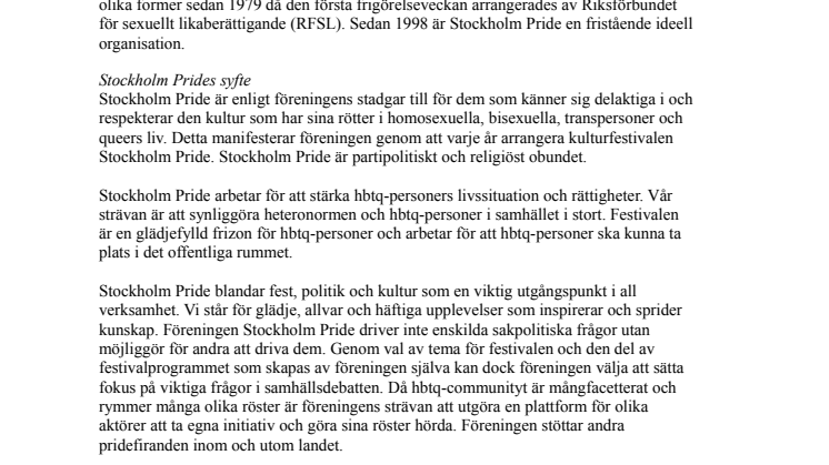 Ny värdegrund för Stockholm Pride