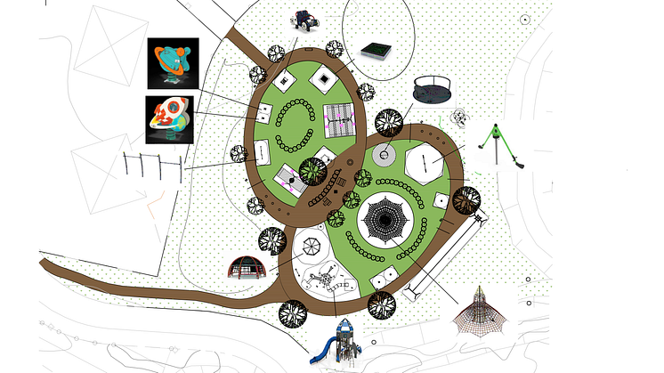 Skiss över lekparken Kapten Karlssons som nu ska invigas