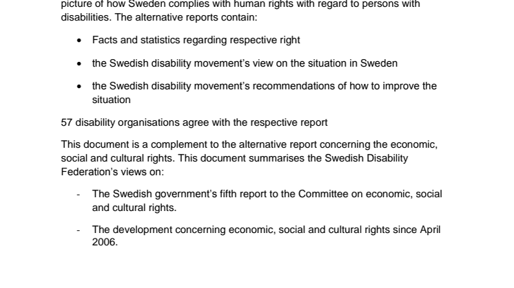 Handikappförbundens alternativrapport på engelska 