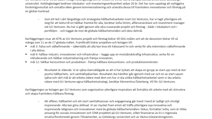 GU Ventures bidrar till en hållbar framtid