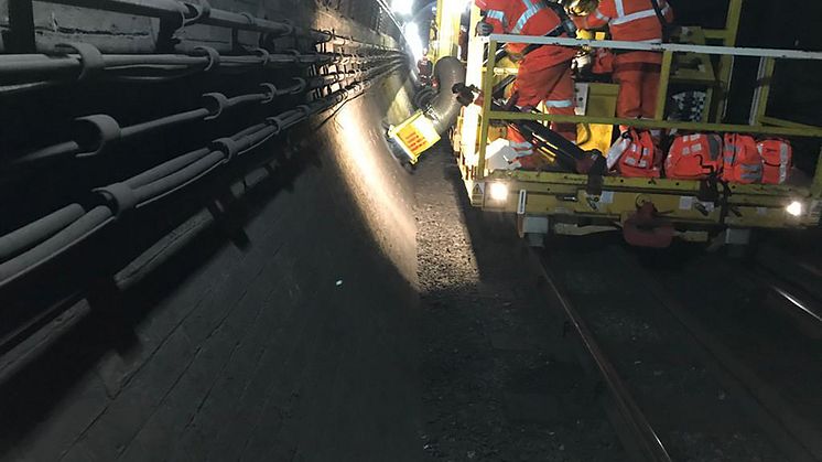 Subterranean spring-clean: Network Rail's powerful dust extractor has cleaned the 17km Northern City Line tunnels