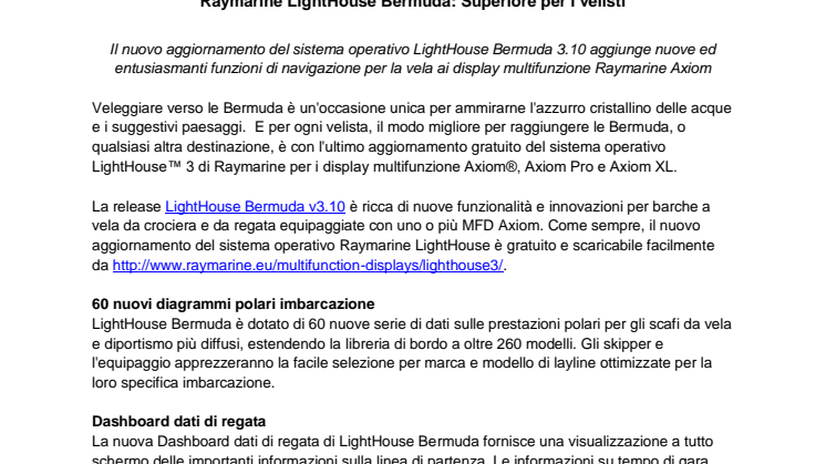 Raymarine LightHouse Bermuda: Superiore per i velisti