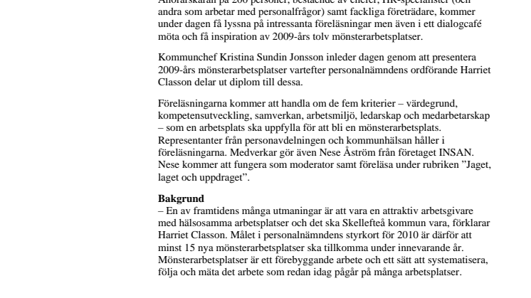 Skellefteå kommun inspirerar till fler mönsterarbetsplatser