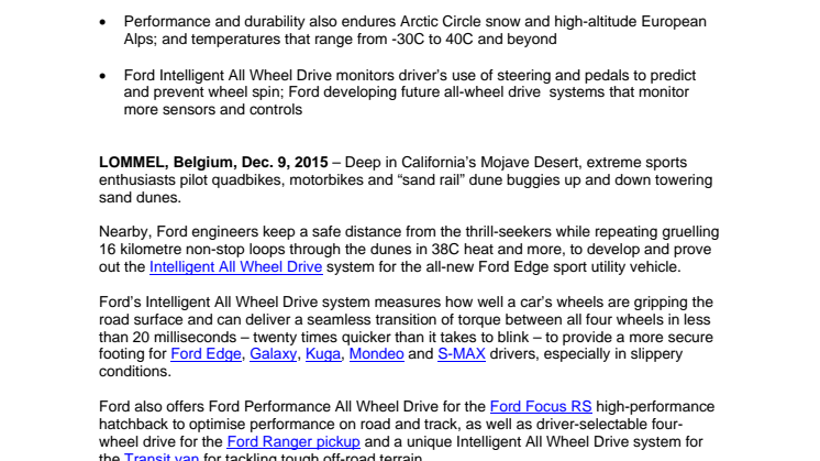 Intensive Dune Buggy Desert Routes and Arctic Testing Help Ensure Ford Intelligent All Wheel Drive is Ready for Anything