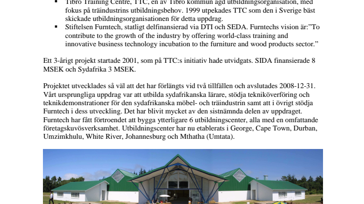 Presentation - TTC:s utbildnings- och utvecklingsuppdrag i Sydafrika