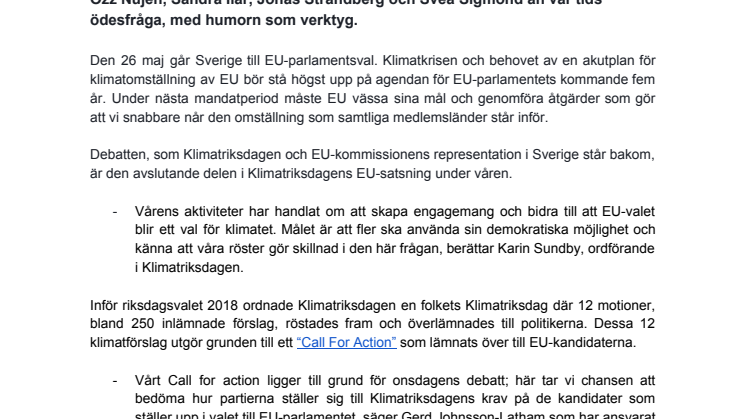 Nytt grepp när partierna möts i klimatpolitisk EU-debatt
