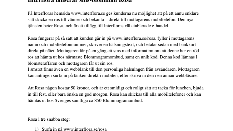 Interflora lanserar sms-blomman Rosa