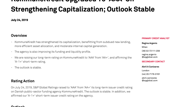 S&P Research Update 24 July 2019
