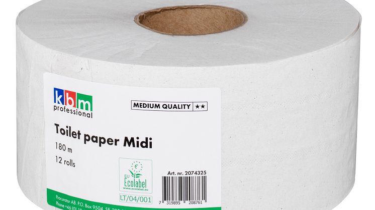 KBM Toalettpapper Midi 180m Kvalitet Medium