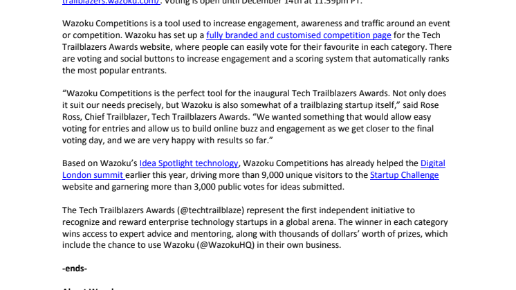 Wazoku powers Tech Trailblazers Awards