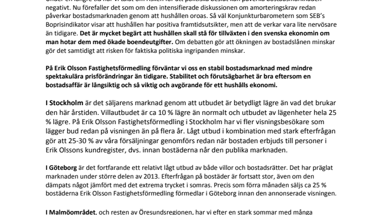 Erik Olsson kommenterar bostadsmarknaden