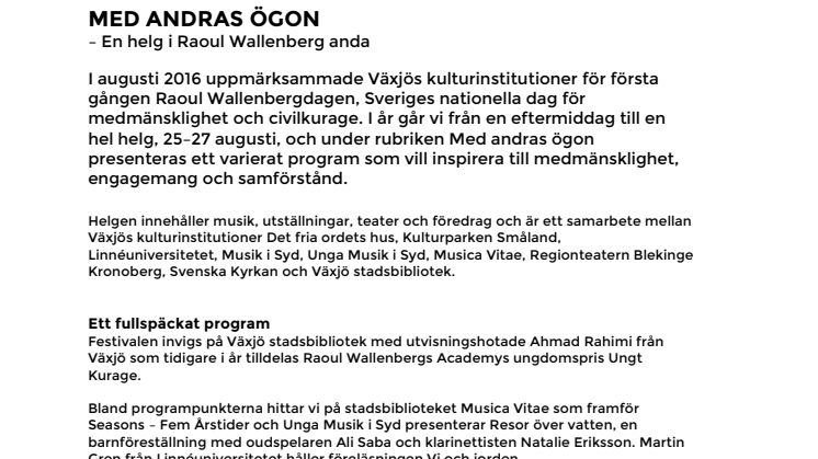 Med andras ögon – en helg i Raoul Wallenbergs anda