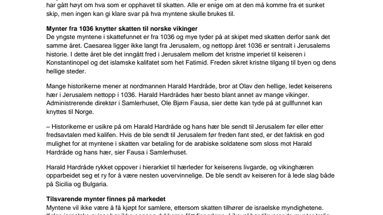 Skattefunn i havet utenfor Israel knyttes til norske vikinger