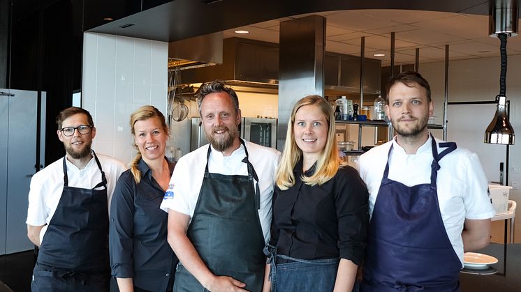 Per Boman, köksmästare Sävargården, Ulrika Hed, konferensansvarig P5, Anders Samuelsson, Britta Agerhäll, kaféchef Kulturbageriet och Fika! och Olof Håsteen, köksmästare Gotthards krog.