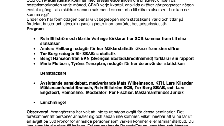Pressinbjudan: BostadsForum 8 december