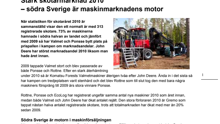 Skotarkartan.se summerar skotaråret: Stark skotarmarknad 2010  – södra Sverige är maskinmarknadens motor