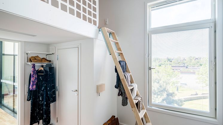 47 kubik. Privat lägenhet i HSB Living Lab utsikt fönster. 