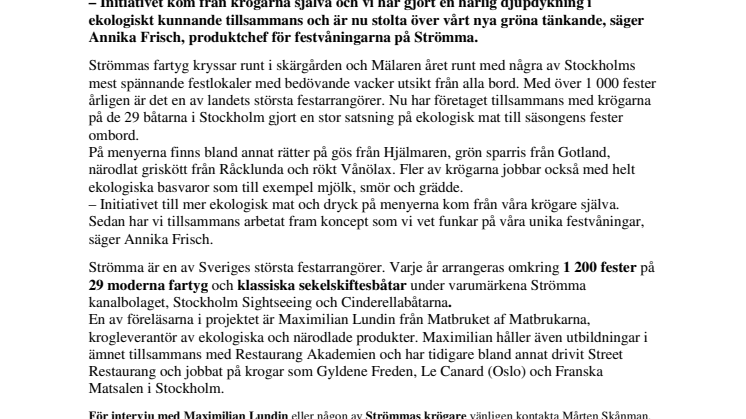 Premiär för grönare mat på Strömmas fartyg