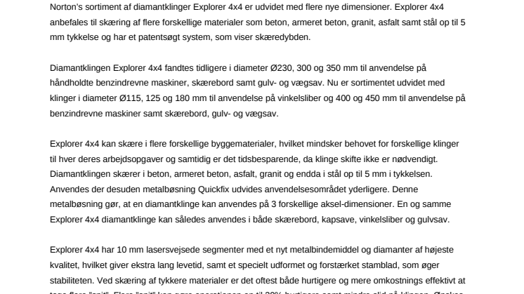 Diamantklinge til flere forskellige arbejdsopgaver