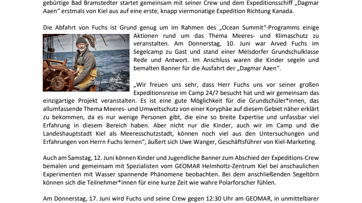 Pressemeldung: Grundschüler*innen treffen den berühmten Polarforscher Arved Fuchs im Camp 24/7