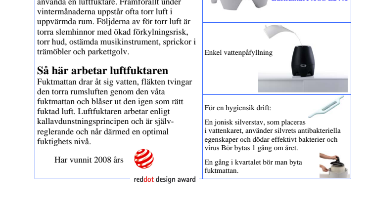 Luftfuktare Air-O-Swiss E2441A produktblad