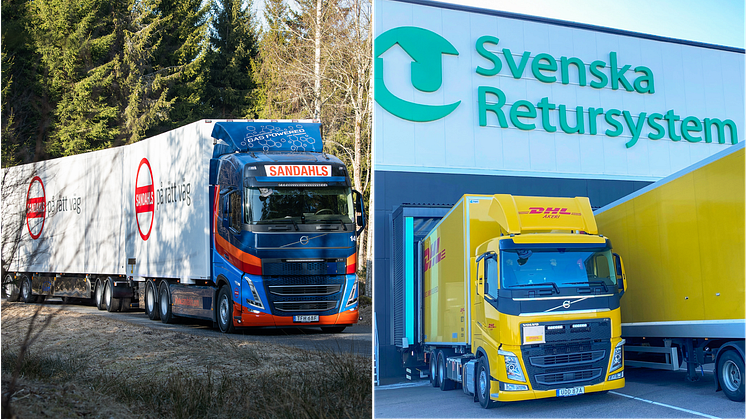 Sandahls och DHL lastbil med Svenska Retursystem