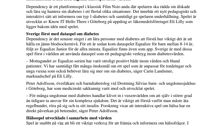 Dependency – nytt dataspel om diabetes