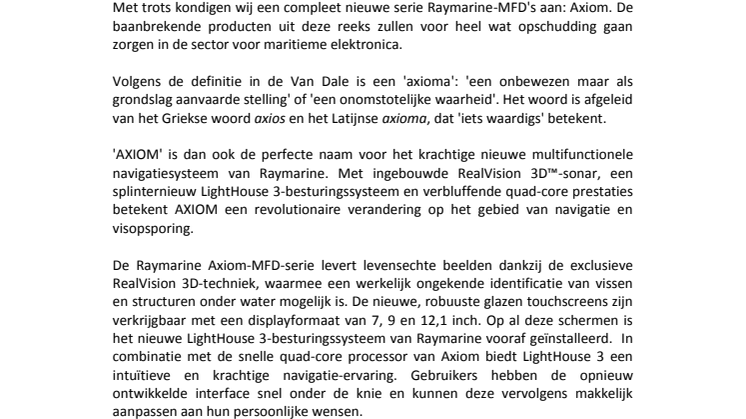 Raymarine: Maak kennis met de Axiom™-MFD's met RealVision 3D™-sonar en LightHouse 3