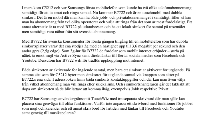 Samsungs duosim-mobil, som två mobiler i en