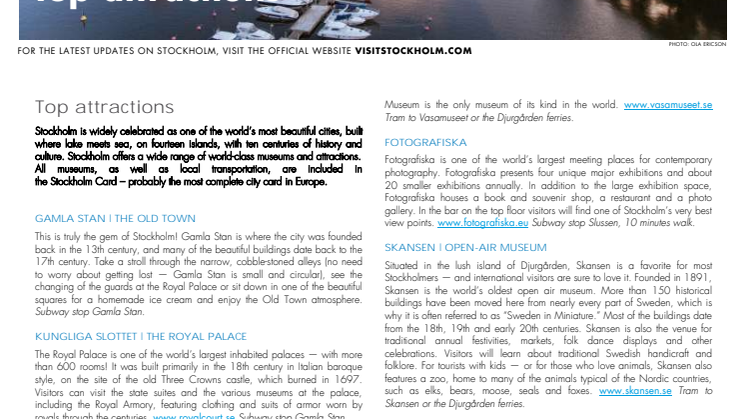 Facts: Stockholm top attractions