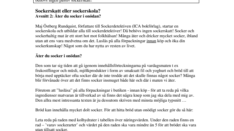 Sockerskatt eller sockerskola? Avsnitt 2