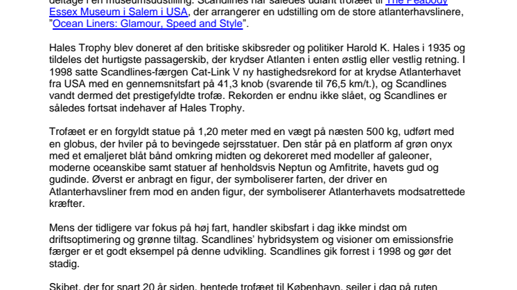 Scandlines’ prestigefyldte trofæ krydser Atlanten
