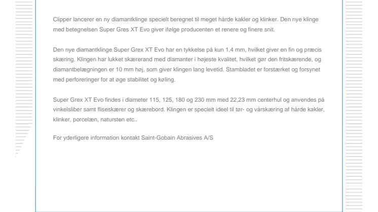 Ny Diamantklinge til hårde kakler og klinker