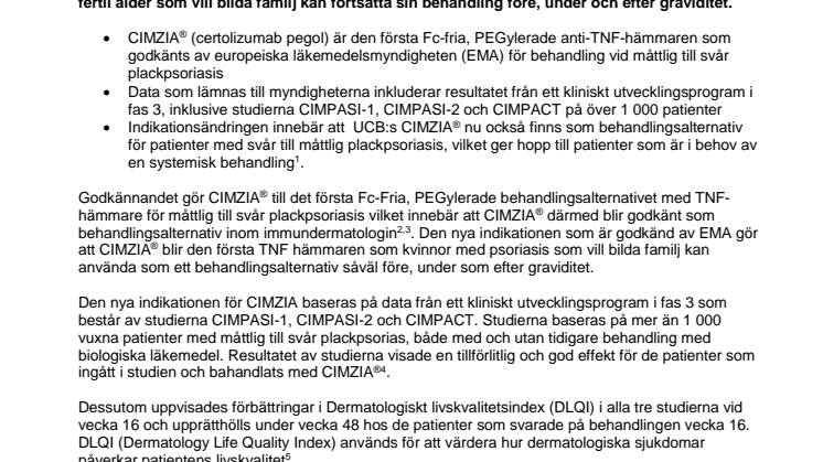 Cimzia:s indikationsändring ger nytt alternativ för behandling av plackpsoriasis