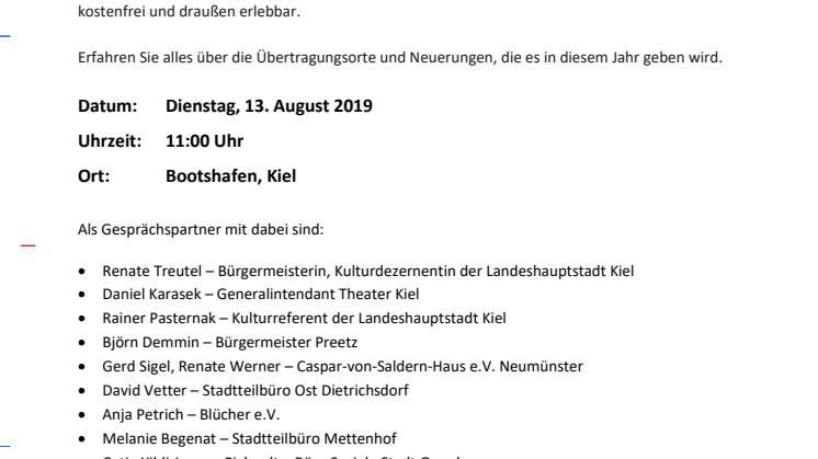 Informationen zu dem morgigen Pressetermin zur Liveübertragung der Premiere von "AIDA"