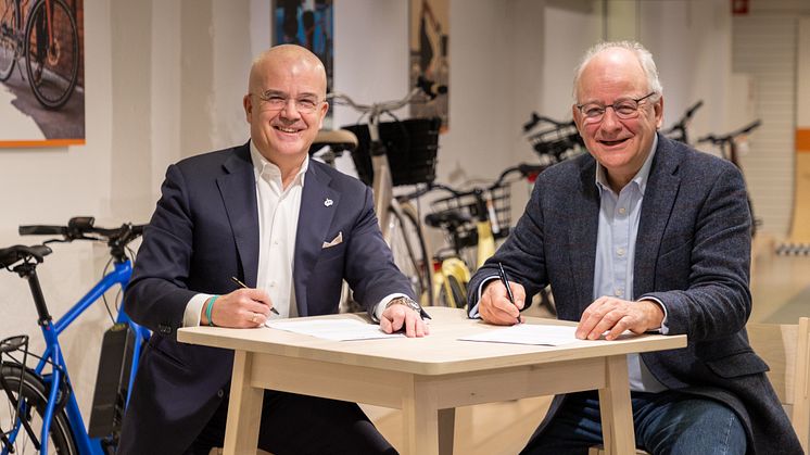 Tony Grimaldi, vd, Cycleurope och Henk Swarttouw, ordförande European Cyclists’ Federation i Varberg, Sverige