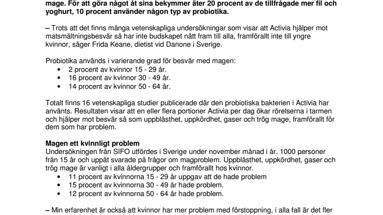 Activia - probiotisk yoghurt för en bättre matsmältning