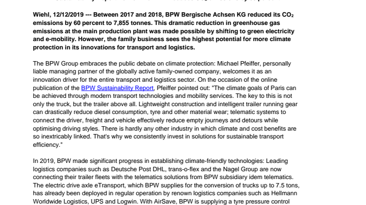BPW expects CO2-pricing to drive innovation in transport and logistics
