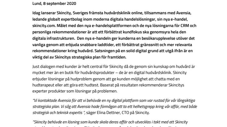 Skincity lanserar modern digital handel tillsammans med Avensia