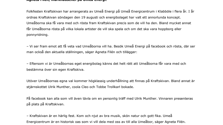Rösta fram din egen Kraftskiva med Umeå Energi 