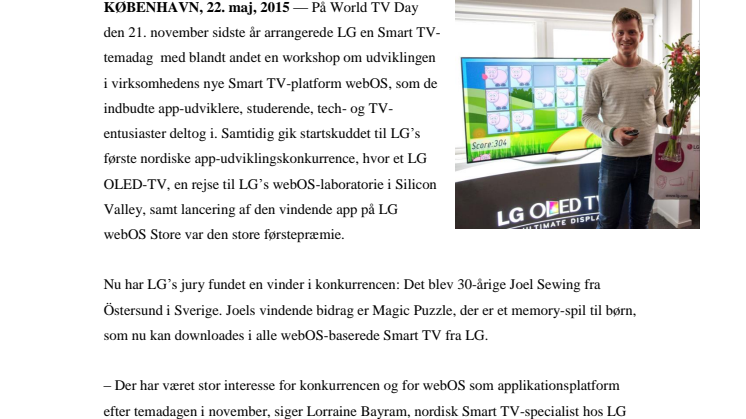 MEMORY-SPIL TIL BØRN VINDER LG’S NORDISKE WEBOS-KONKURRENCE