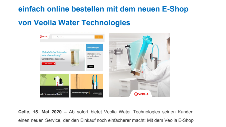 Produkte und Verbrauchsmaterialien  jetzt einfach online bestellen mit dem neuen E-Shop von Veolia Water Technologies