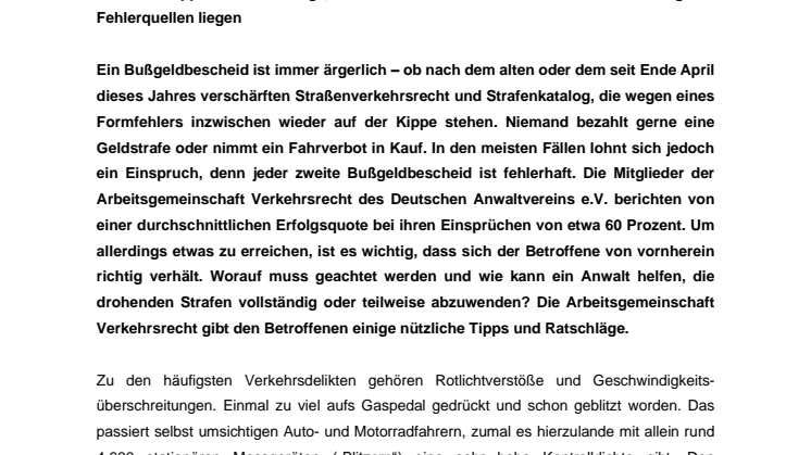 Jeder zweite Bußgeldbescheid ist fehlerhaft – ein Einspruch lohnt sich!