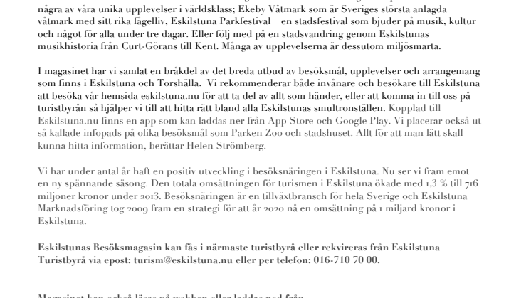 Nu kommer Eskilstunas besöksmagasin 2014