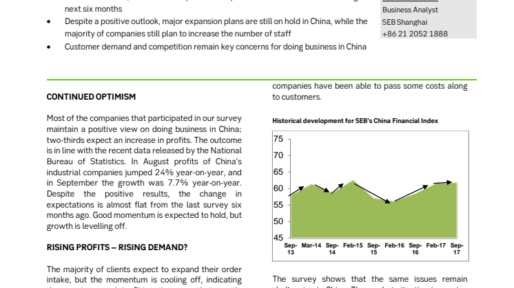 SEB China Financial Index November 2017