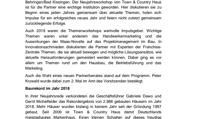 Neujahrsgesamtworkshop von Town & Country Haus